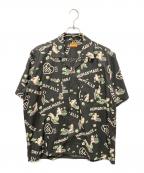 HUMAN MADEヒューマンメイド）の古着「PRINTED SHIRT/オープンカラーシャツ」｜ブラック