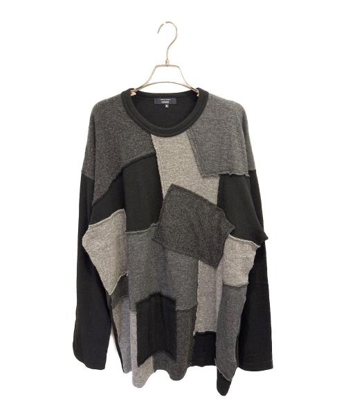 COMME des GARCONS HOMME（コムデギャルソン オム）COMME des GARCONS HOMME (コムデギャルソン オム) パッチワークニット ブラック サイズ:XLの古着・服飾アイテム