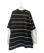 COMME des GARCONS HOMMEコムデギャルソン オム）の古着「ボーダーレイヤードカットソー」｜ブラック