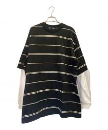 COMME des GARCONS HOMME（コムデギャルソン オム）の古着「ボーダーレイヤードカットソー」｜ブラック