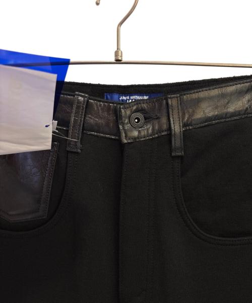 COMME des GARCONS JUNYA WATANABE MAN（コム デ ギャルソン ジュンヤ ワタナベ マン）COMME des GARCONS JUNYA WATANABE MAN (コム デ ギャルソン ジュンヤ ワタナベ マン) レザー切り替えパンツ ブラック サイズ:XSの古着・服飾アイテム