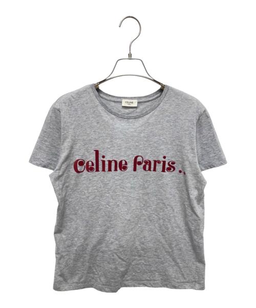 CELINE（セリーヌ）CELINE (セリーヌ) フロッキーロゴTシャツ グレー サイズ:Mの古着・服飾アイテム