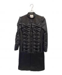 noir kei ninomiya（ノワール ケイ ニノミヤ）の古着「スパンコールツイード×エステルサテンコート」｜ブラック