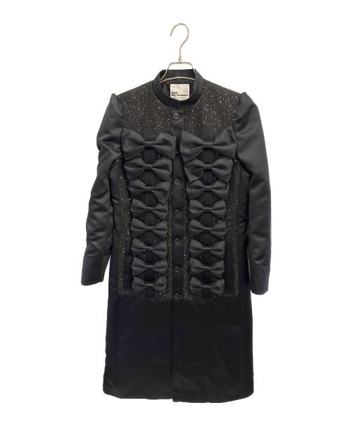 noir kei ninomiya（ノワール ケイ ニノミヤ）noir kei ninomiya (ノワール ケイ ニノミヤ) スパンコールツイード×エステルサテンコート ブラック サイズ:XSの古着・服飾アイテム