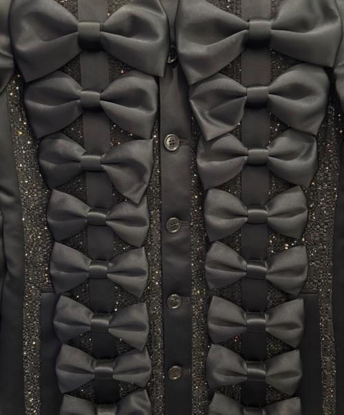noir kei ninomiya（ノワール ケイ ニノミヤ）noir kei ninomiya (ノワール ケイ ニノミヤ) スパンコールツイード×エステルサテンコート ブラック サイズ:XSの古着・服飾アイテム