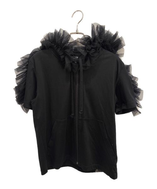 noir kei ninomiya（ノワール ケイ ニノミヤ）noir kei ninomiya (ノワール ケイ ニノミヤ) チュールフーディー ブラック サイズ:Ｓの古着・服飾アイテム