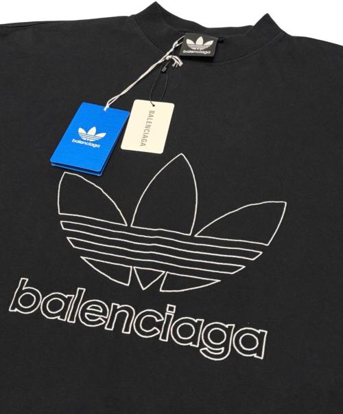 BALENCIAGA（バレンシアガ）BALENCIAGA (バレンシアガ) adidas (アディダス) トレフォイル ロゴ刺繍 オーバーサイズ Tシャツ ブラック サイズ:L 未使用品の古着・服飾アイテム