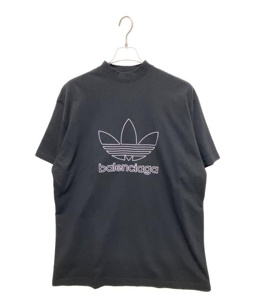BALENCIAGA（バレンシアガ）BALENCIAGA (バレンシアガ) adidas (アディダス) トレフォイル ロゴ刺繍 オーバーサイズ Tシャツ ブラック サイズ:L 未使用品の古着・服飾アイテム