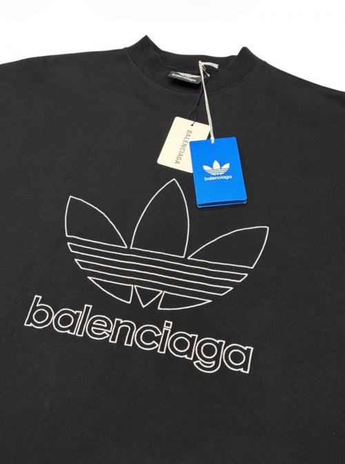 BALENCIAGA（バレンシアガ）BALENCIAGA (バレンシアガ) adidas (アディダス) トレフォイル ロゴ刺繍 オーバーサイズ Tシャツ ブラック サイズ:L 未使用品の古着・服飾アイテム