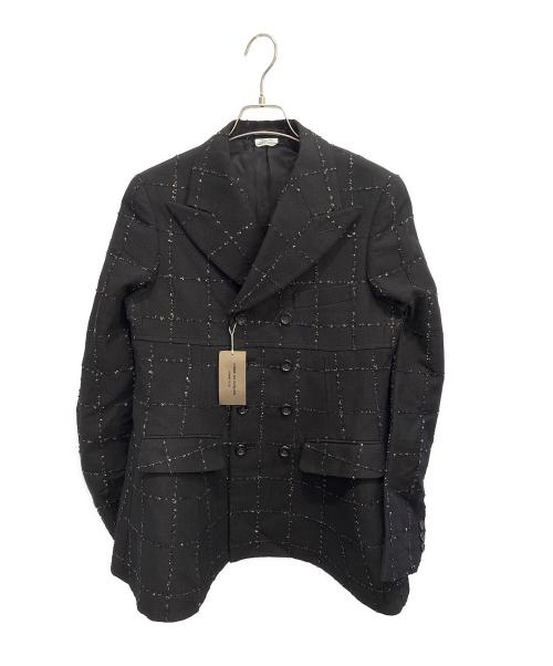 COMME des GARCONS HOMME PLUS（コムデギャルソンオムプリュス）COMME des GARCONS HOMME PLUS (コムデギャルソンオムプリュス) ラメチェック ペプラムブレザー ブラック サイズ:Sの古着・服飾アイテム