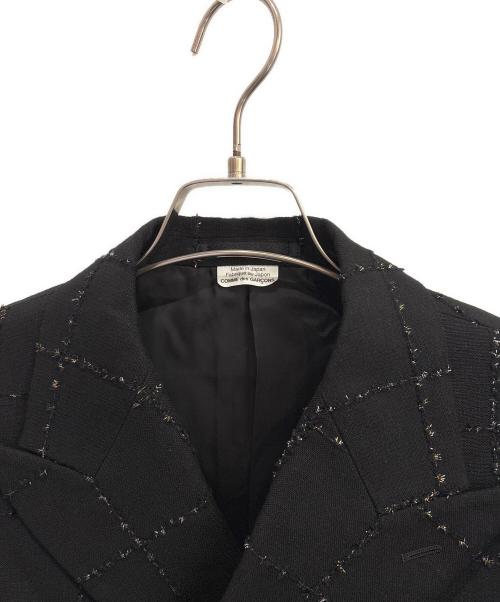 COMME des GARCONS HOMME PLUS（コムデギャルソンオムプリュス）COMME des GARCONS HOMME PLUS (コムデギャルソンオムプリュス) ラメチェック ペプラムブレザー ブラック サイズ:Sの古着・服飾アイテム