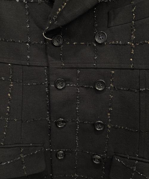COMME des GARCONS HOMME PLUS（コムデギャルソンオムプリュス）COMME des GARCONS HOMME PLUS (コムデギャルソンオムプリュス) ラメチェック ペプラムブレザー ブラック サイズ:Sの古着・服飾アイテム