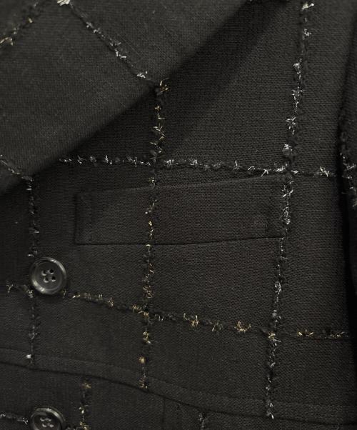 COMME des GARCONS HOMME PLUS（コムデギャルソンオムプリュス）COMME des GARCONS HOMME PLUS (コムデギャルソンオムプリュス) ラメチェック ペプラムブレザー ブラック サイズ:Sの古着・服飾アイテム