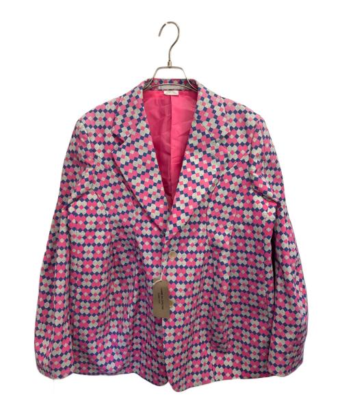 COMME des GARCONS HOMME PLUS（コムデギャルソンオムプリュス）COMME des GARCONS HOMME PLUS (コムデギャルソンオムプリュス) ウールエステル総柄ジャケット ピンク サイズ:Mの古着・服飾アイテム