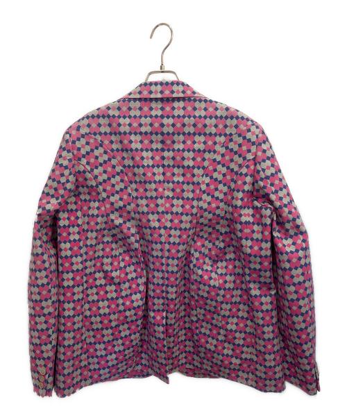 COMME des GARCONS HOMME PLUS（コムデギャルソンオムプリュス）COMME des GARCONS HOMME PLUS (コムデギャルソンオムプリュス) ウールエステル総柄ジャケット ピンク サイズ:Mの古着・服飾アイテム