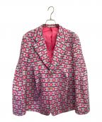 COMME des GARCONS HOMME PLUSコムデギャルソンオムプリュス）の古着「ウールエステル総柄ジャケット」｜ピンク