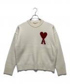 AMI Alexandre Mattiussiアミアレクサンドルマテュッシ）の古着「クールネックセーター」｜オフホワイト×レッド