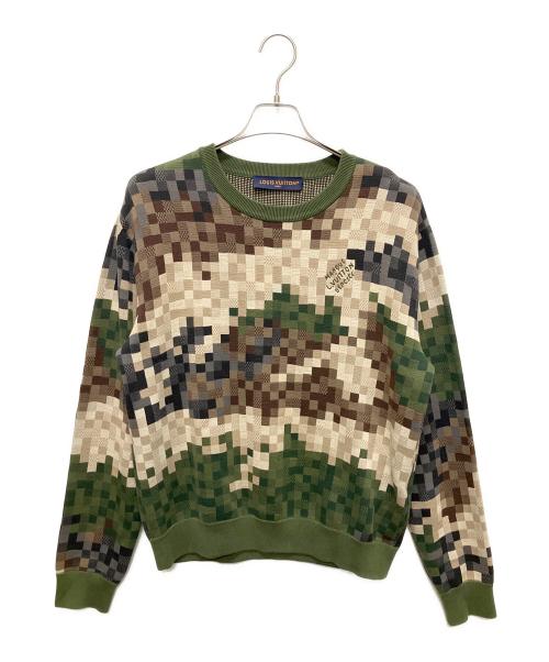 LOUIS VUITTON（ルイ ヴィトン）LOUIS VUITTON (ルイ ヴィトン) 24SS ダモフラージュコットンジャガードクルーネックセーター オリーブ サイズ:Ｍの古着・服飾アイテム