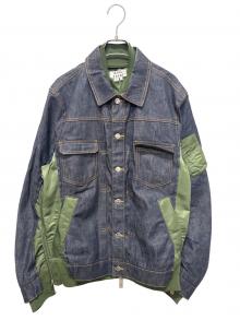 sacai×A.P.C.（サカイ×アーペーセー）の古着「ナイロン切替デニムジャケット」｜カーキ×インディゴ