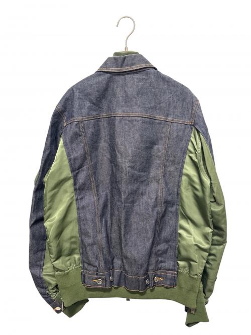 sacai（サカイ）sacai (サカイ) A.P.C. (アーペーセー) ナイロン切替デニムジャケット カーキ×インディゴ サイズ:Sの古着・服飾アイテム