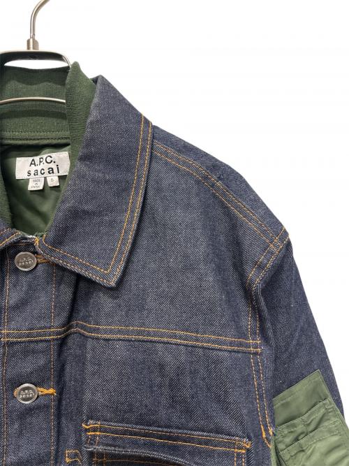 sacai（サカイ）sacai (サカイ) A.P.C. (アーペーセー) ナイロン切替デニムジャケット カーキ×インディゴ サイズ:Sの古着・服飾アイテム