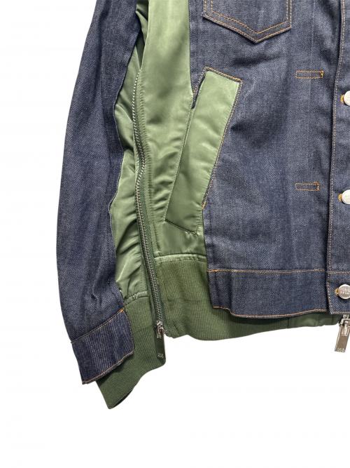 sacai（サカイ）sacai (サカイ) A.P.C. (アーペーセー) ナイロン切替デニムジャケット カーキ×インディゴ サイズ:Sの古着・服飾アイテム