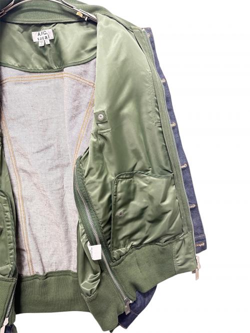 sacai（サカイ）sacai (サカイ) A.P.C. (アーペーセー) ナイロン切替デニムジャケット カーキ×インディゴ サイズ:Sの古着・服飾アイテム