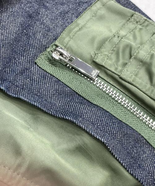 sacai（サカイ）sacai (サカイ) A.P.C. (アーペーセー) ナイロン切替デニムジャケット カーキ×インディゴ サイズ:Sの古着・服飾アイテム