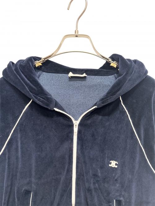 CELINE（セリーヌ）CELINE (セリーヌ) トリオンフ刺繍ベロアトラックジャケット ネイビー サイズ:Sの古着・服飾アイテム