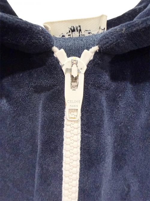 CELINE（セリーヌ）CELINE (セリーヌ) トリオンフ刺繍ベロアトラックジャケット ネイビー サイズ:Sの古着・服飾アイテム