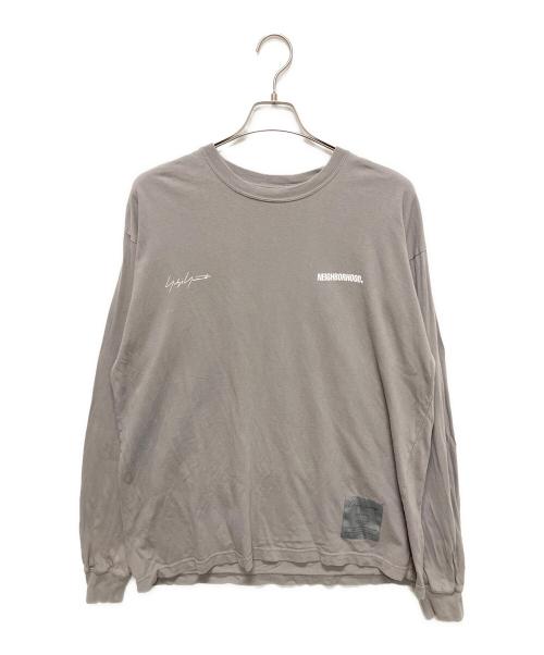 Yohji Yamamoto pour homme（ヨウジヤマモト プールオム）Yohji Yamamoto pour homme (ヨウジヤマモト プールオム) NEIGHBORHOOD (ネイバーフッド) ロゴプリント ロングスリーブ Tシャツ グレー サイズ:Lの古着・服飾アイテム
