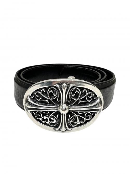 CHROME HEARTS（クロムハーツ）CHROME HEARTS (クロムハーツ) クラシックオーバルクロス ベルト ブラック サイズ:32の古着・服飾アイテム