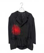 Yohji Yamamoto pour hommeヨウジヤマモト プールオム）の古着「22ss ダリア柄ベルト付きシルクジャケット」｜ブラック