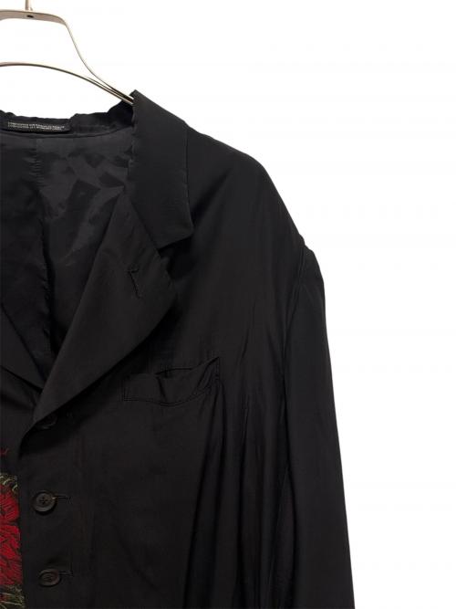 Yohji Yamamoto pour homme（ヨウジヤマモト プールオム）Yohji Yamamoto pour homme (ヨウジヤマモト プールオム) 22ss ダリア柄ベルト付きシルクジャケット ブラック サイズ:2の古着・服飾アイテム