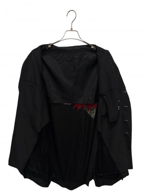 Yohji Yamamoto pour homme（ヨウジヤマモト プールオム）Yohji Yamamoto pour homme (ヨウジヤマモト プールオム) 22ss ダリア柄ベルト付きシルクジャケット ブラック サイズ:2の古着・服飾アイテム