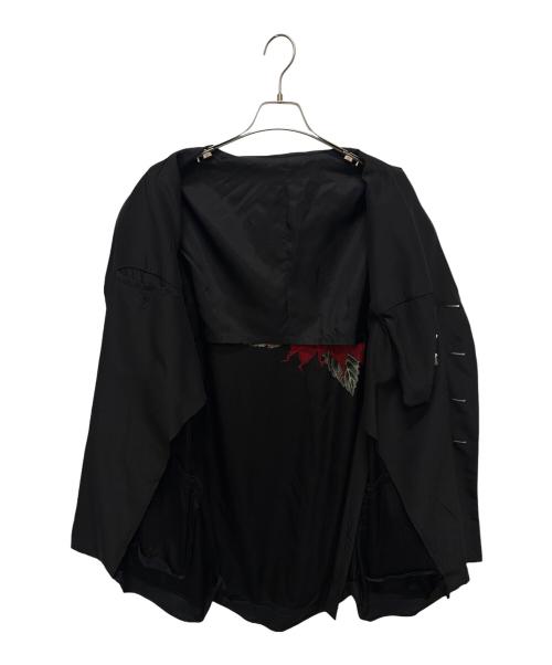 Yohji Yamamoto pour homme（ヨウジヤマモト プールオム）Yohji Yamamoto pour homme (ヨウジヤマモト プールオム) 22ss ダリア柄ベルト付きシルクジャケット ブラック サイズ:2の古着・服飾アイテム