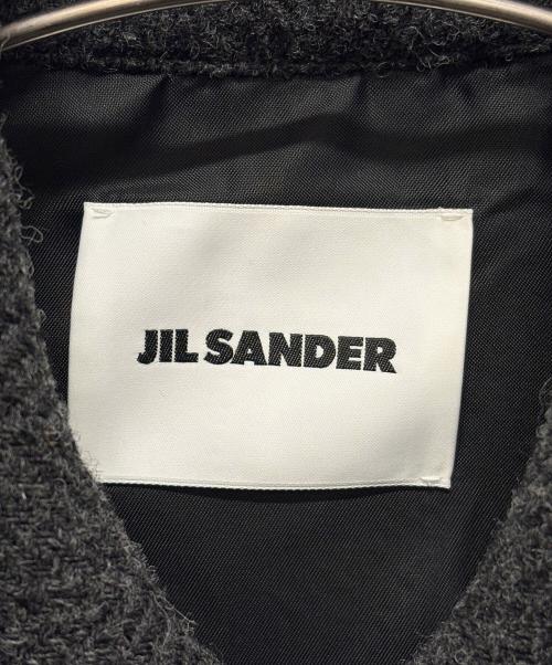 JIL SANDER（ジルサンダー）JIL SANDER (ジルサンダー) ヘリンボーンウール ジップジャケット グレー サイズ:44の古着・服飾アイテム
