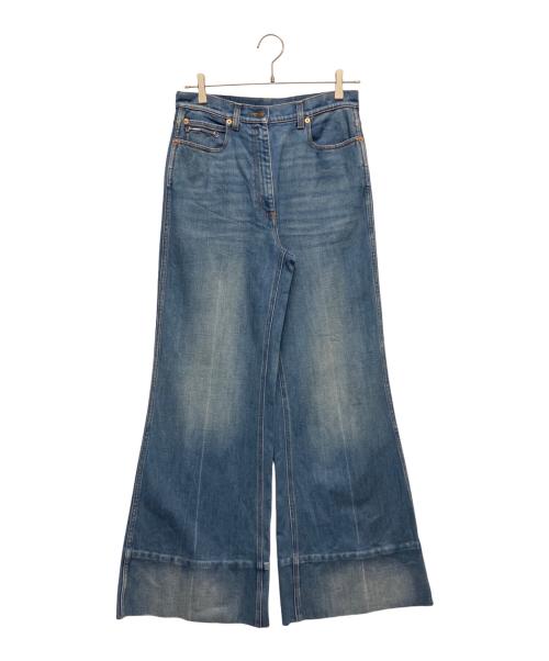 GUCCI（グッチ）GUCCI (グッチ) ウォッシュド デニムフレアパンツ ホースビット スカイブルー サイズ:28の古着・服飾アイテム