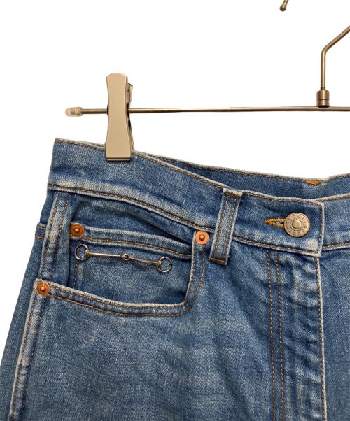 GUCCI（グッチ）GUCCI (グッチ) ウォッシュド デニムフレアパンツ ホースビット スカイブルー サイズ:28の古着・服飾アイテム