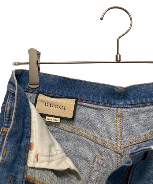 GUCCI（グッチ）GUCCI (グッチ) ウォッシュド デニムフレアパンツ ホースビット スカイブルー サイズ:28の古着・服飾アイテム