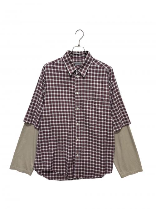 BALENCIAGA（バレンシアガ）BALENCIAGA (バレンシアガ) レイヤードチェックシャツ レッド サイズ:46の古着・服飾アイテム