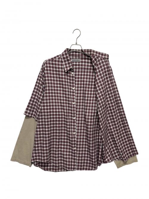 BALENCIAGA（バレンシアガ）BALENCIAGA (バレンシアガ) レイヤードチェックシャツ レッド サイズ:46の古着・服飾アイテム