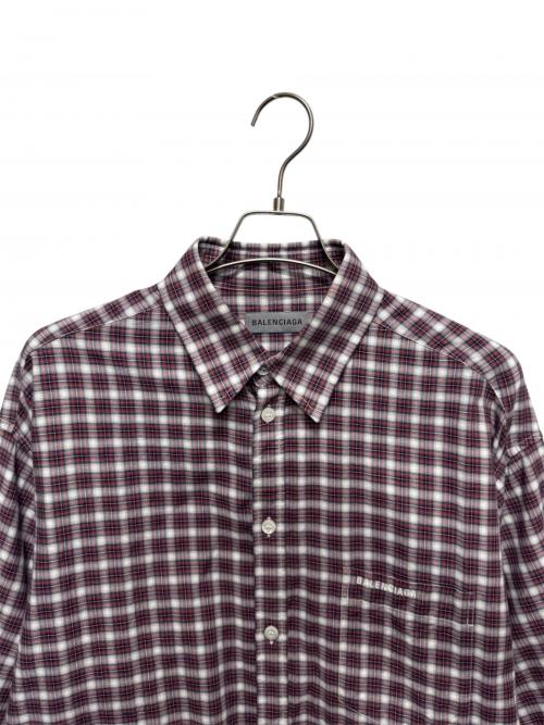 BALENCIAGA（バレンシアガ）BALENCIAGA (バレンシアガ) レイヤードチェックシャツ レッド サイズ:46の古着・服飾アイテム