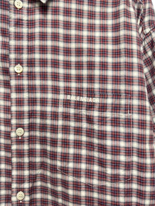 BALENCIAGA（バレンシアガ）BALENCIAGA (バレンシアガ) レイヤードチェックシャツ レッド サイズ:46の古着・服飾アイテム