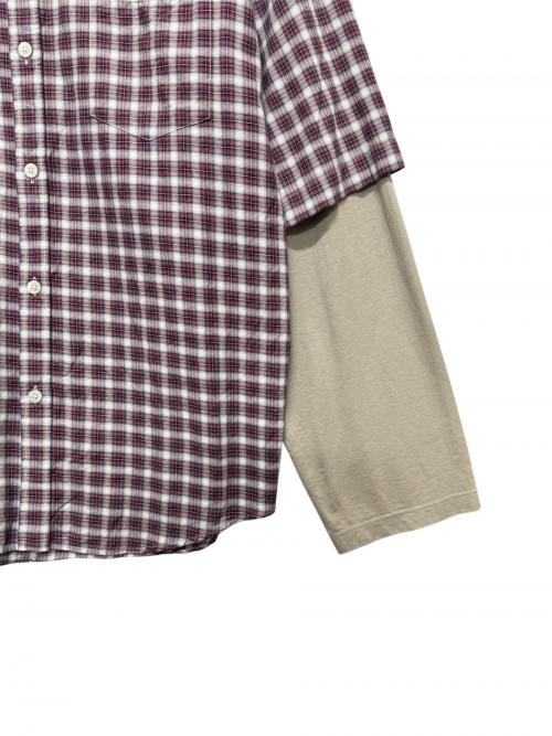 BALENCIAGA（バレンシアガ）BALENCIAGA (バレンシアガ) レイヤードチェックシャツ レッド サイズ:46の古着・服飾アイテム