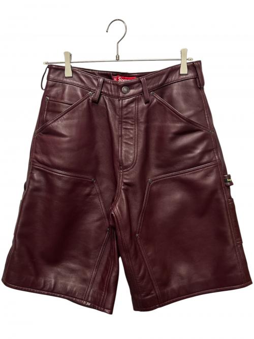 SUPREME（シュプリーム）SUPREME (シュプリーム) Leather Double Knee Painter Short バーガンディー サイズ:30の古着・服飾アイテム