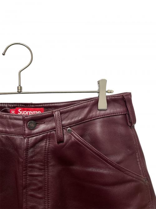 SUPREME（シュプリーム）SUPREME (シュプリーム) Leather Double Knee Painter Short バーガンディー サイズ:30の古着・服飾アイテム