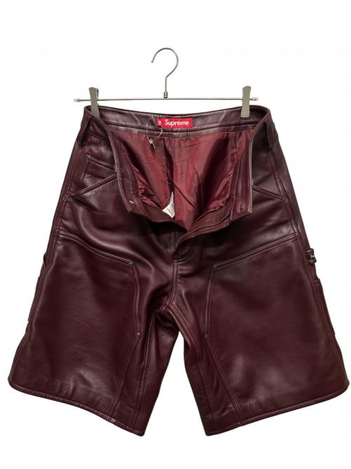 SUPREME（シュプリーム）SUPREME (シュプリーム) Leather Double Knee Painter Short バーガンディー サイズ:30の古着・服飾アイテム