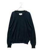 Maison Margielaメゾンマルジェラ）の古着「エルボーパッチ付きコットンニットセーター」｜ブラック
