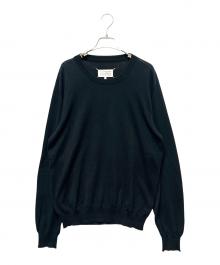 Maison Margiela（メゾンマルジェラ）の古着「エルボーパッチ付きコットンニットセーター」｜ブラック